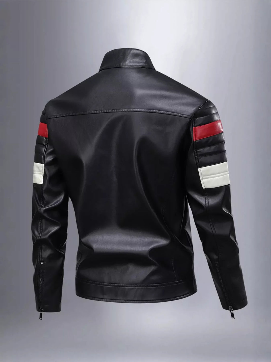 Men's Full Size Color Block Motorcycle Leather Jacket Plus Size