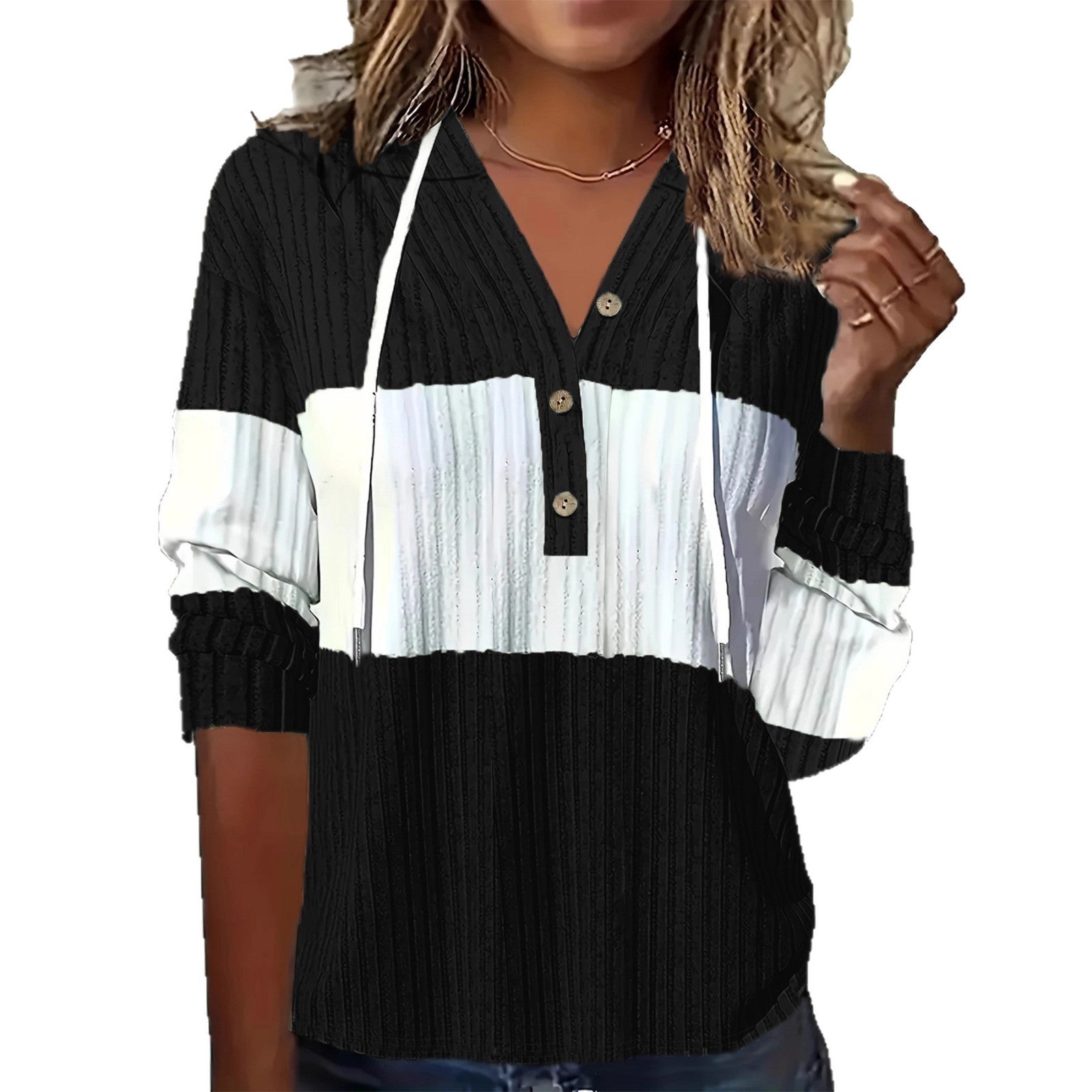Women's Patchwork Versatile Dress And Hooded Long-sleeve Top