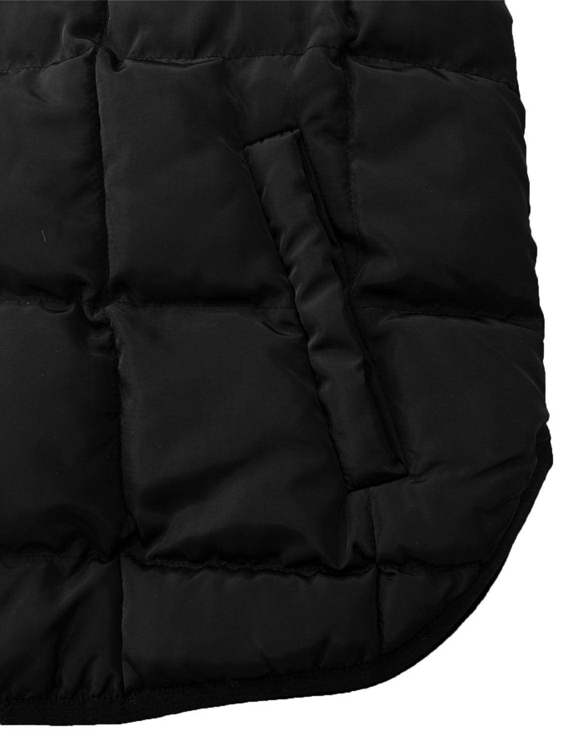 Pocketed Plaid Quilted Zip Up Winter Coat for Women