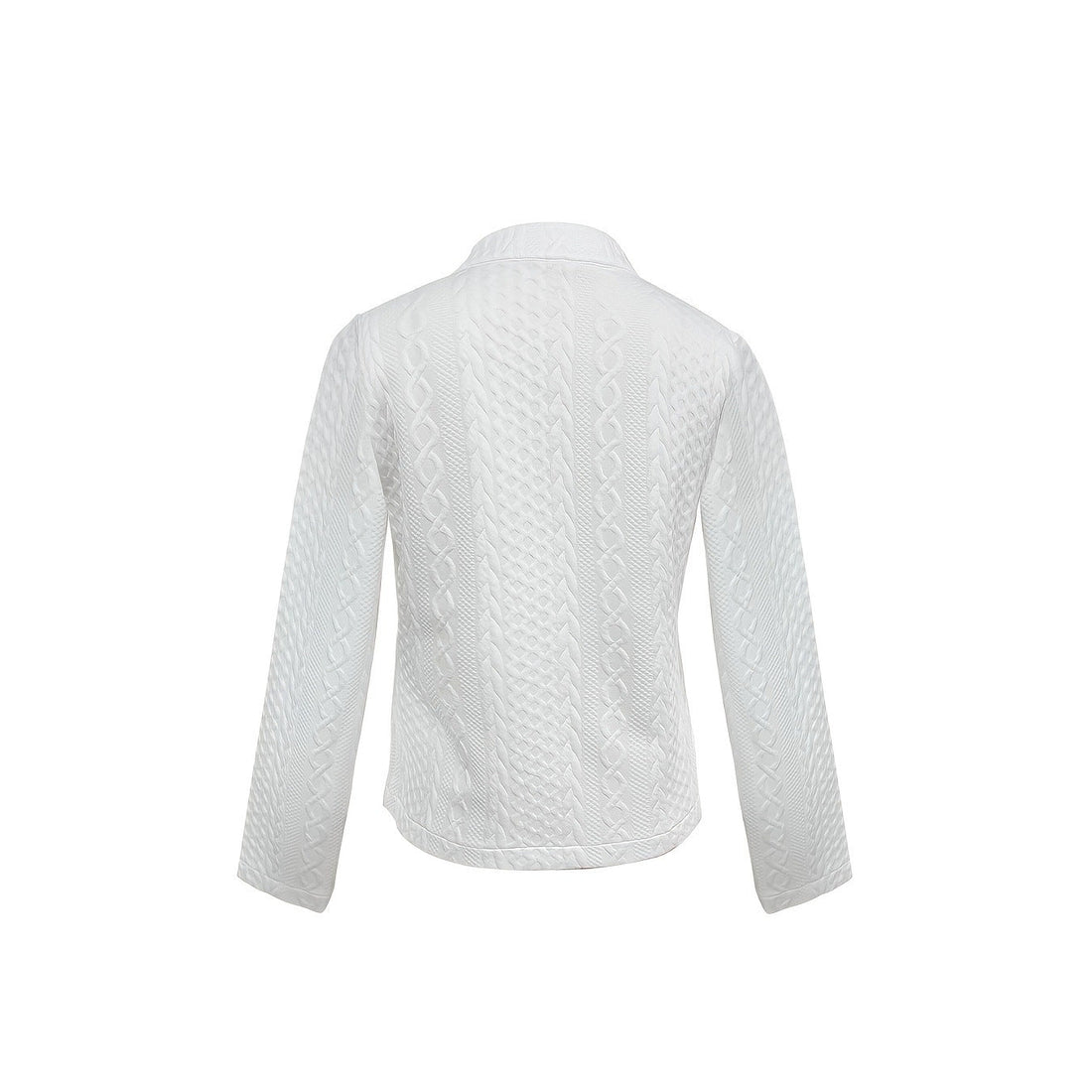 Women’s Textured Stand Collar Jacket – Solid Color