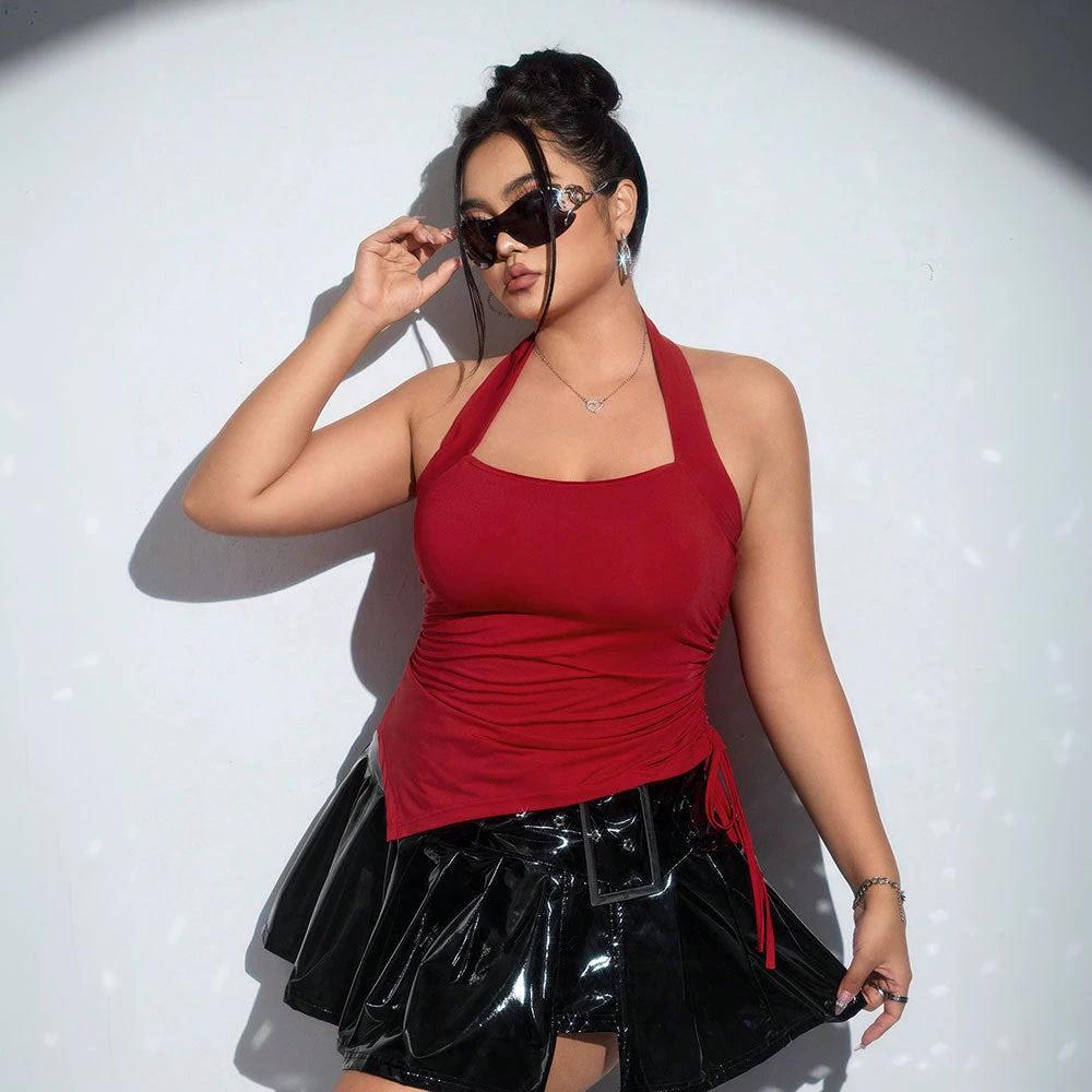 Plus Size Women's T-shirt SpringSummer New Sexy Halter Sleeveless Top