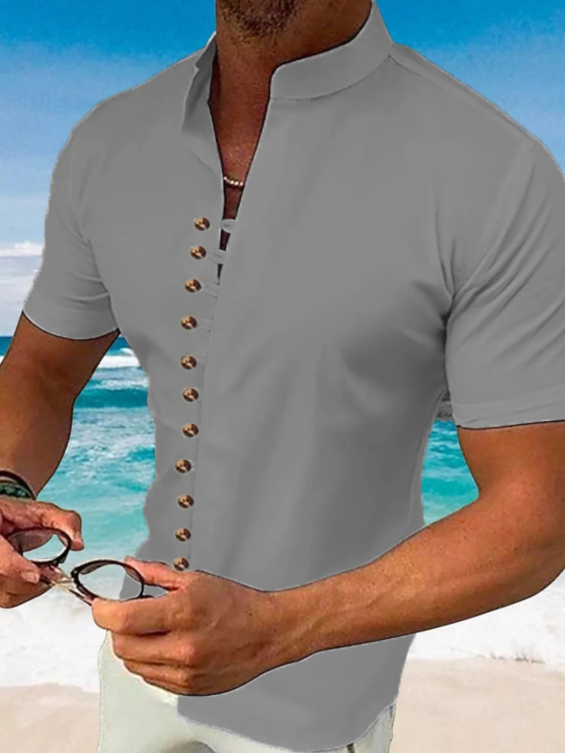 Men's Full Size Button Up Short Sleeve Shirt Plus Size