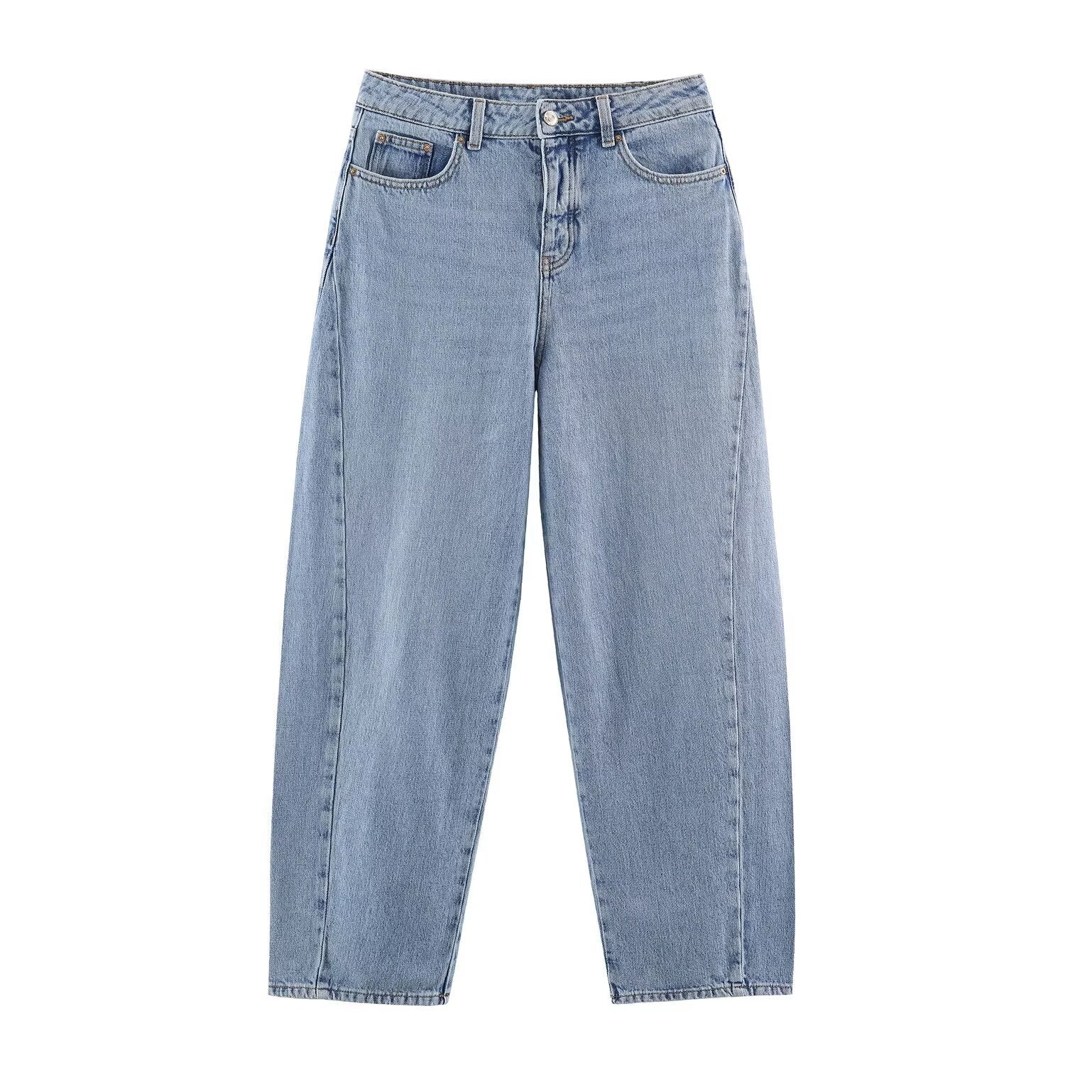 Washed Vintage Patchwork High-waisted Jeans