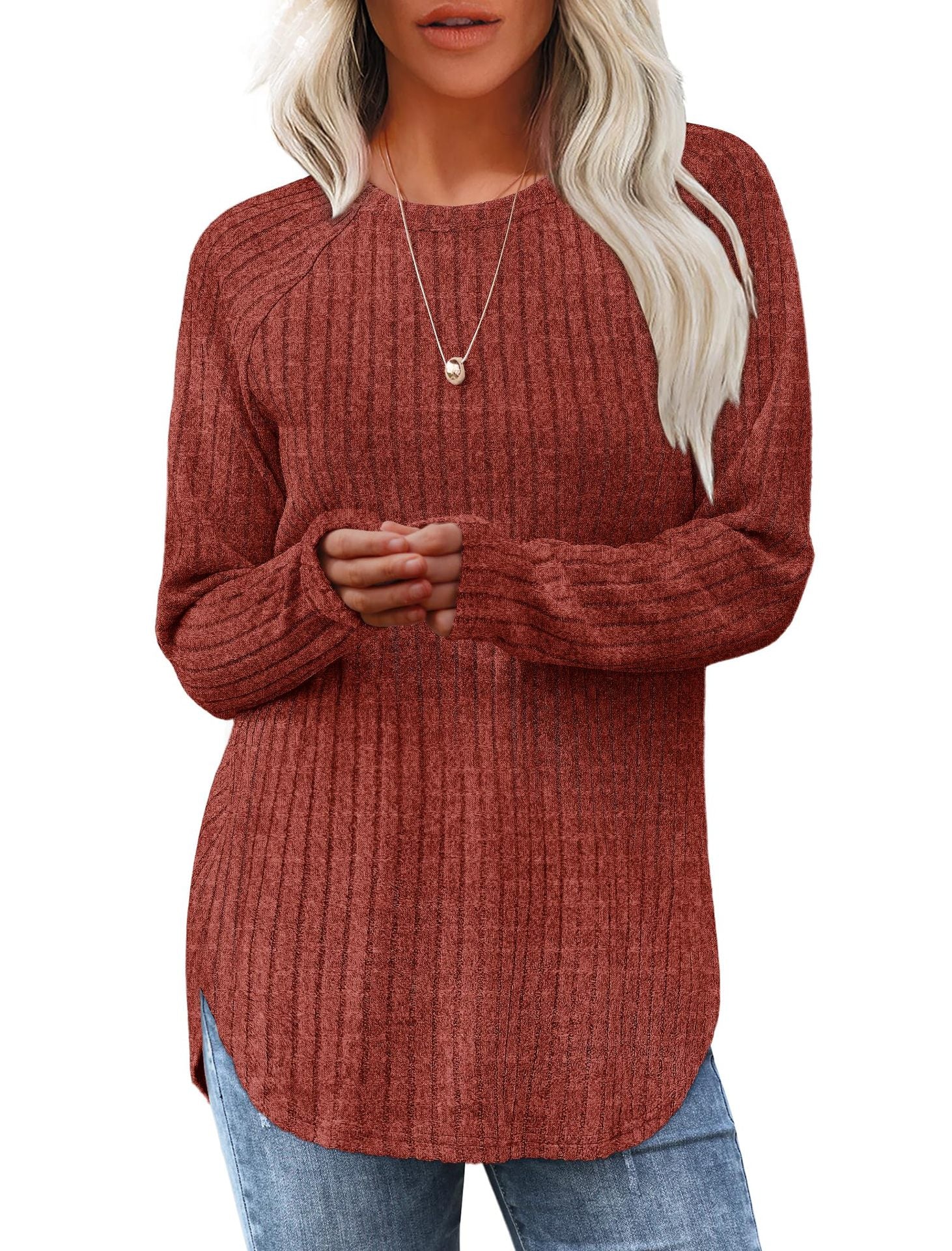 2026 European And American Women's Autumn New Loose Round Neck Base Shirt Long Sleeved Shirt