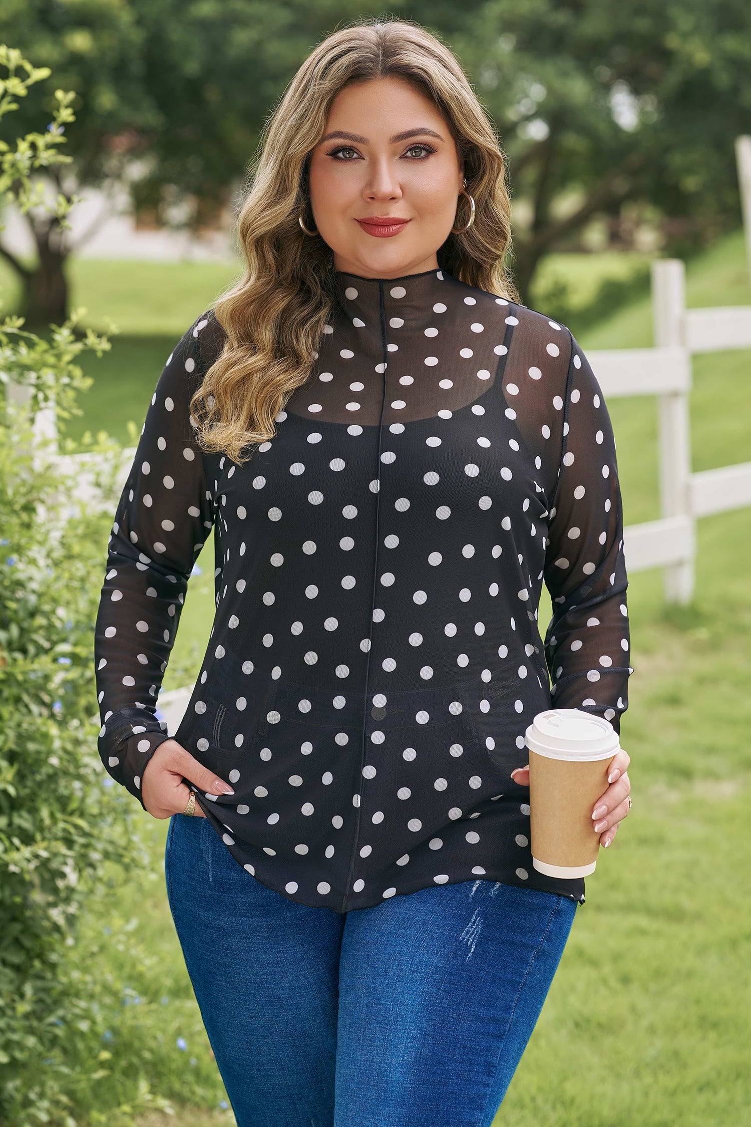 Women's Anne Sleeve Mesh top Long Sleeve PLUS Top