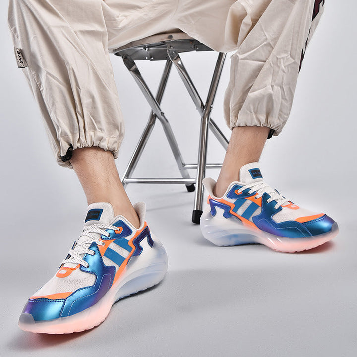 Men's Casual Breathable Jacquard Luminous Plus Size Trendy Shoes Round Toe See size chart under “more details”