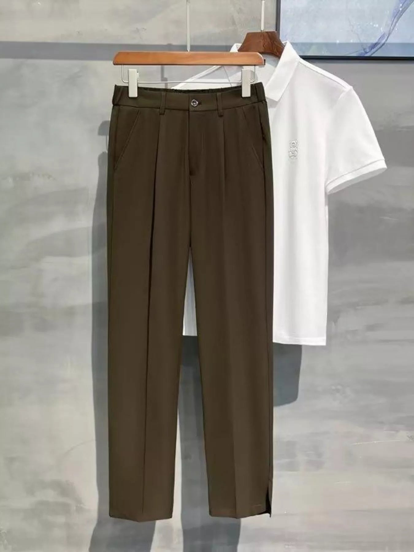 Men's Full Size Seam Detail Straight-Leg Pants Plus Size