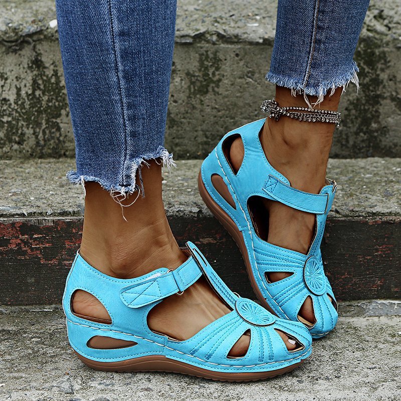 Women's Cutout Round-Toe Velcro Beach Sandals