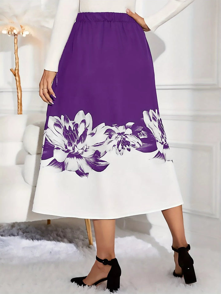 Women's Floral Print A-Line Midi Skirt