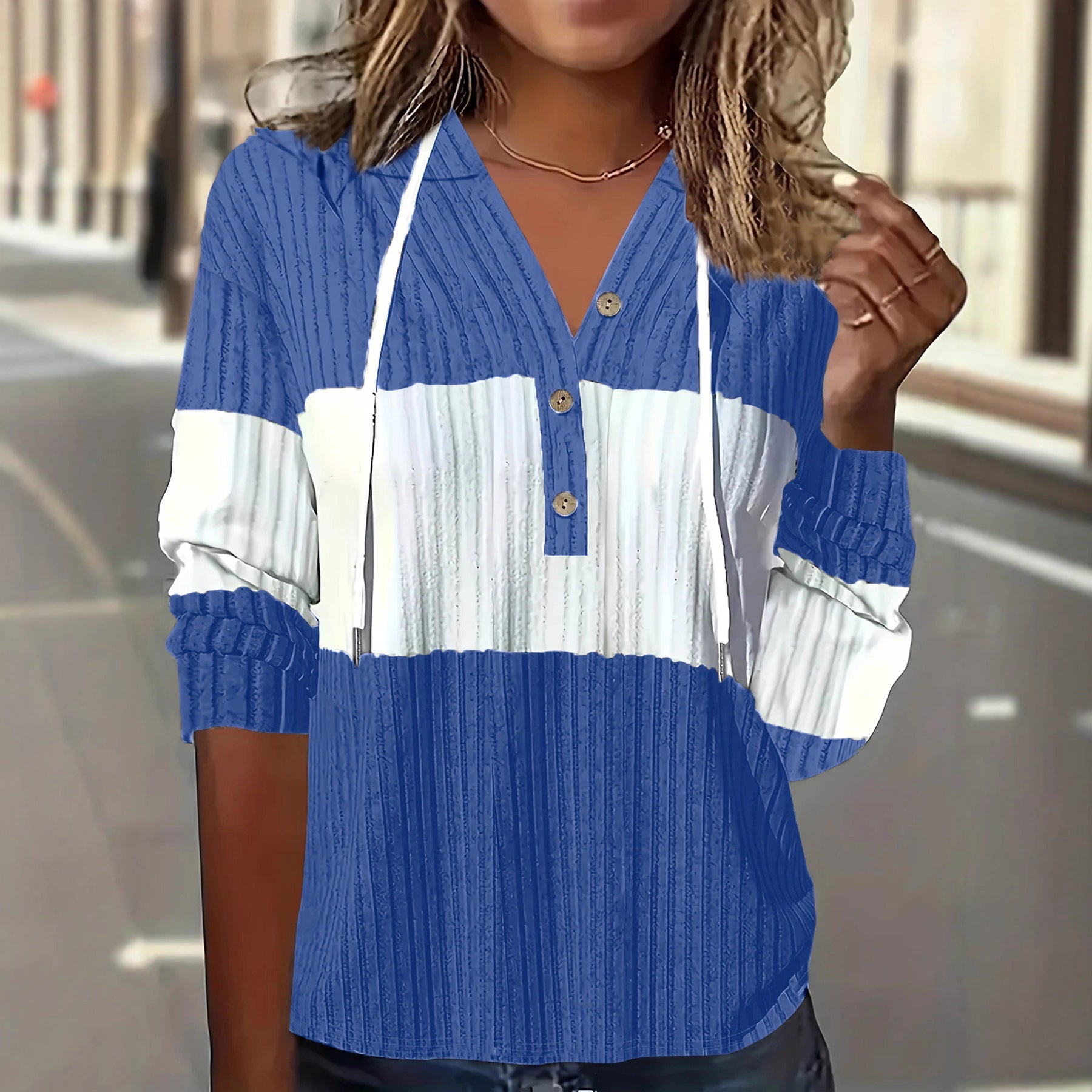 Women's Patchwork Versatile Dress And Hooded Long-sleeve Top