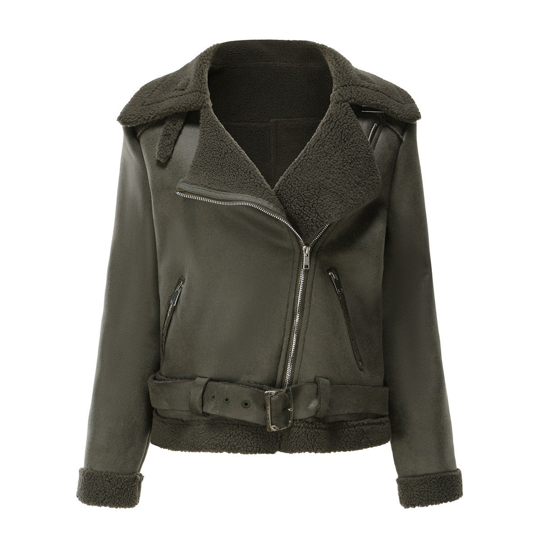 Women's Belt Turn-down Collar Coat