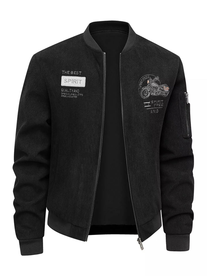 Men's Plus Size Zip Up Corduroy Bomber Jacket
