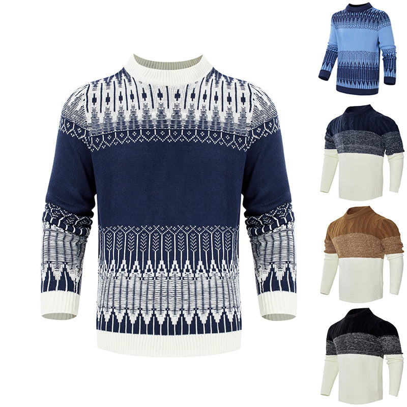 Men's Knitted Sweater Fashion Long-sleeved Pullover Tops Fall And Winter Clothing