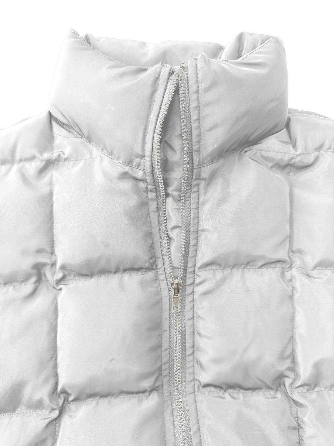 Pocketed Plaid Quilted Zip Up Winter Coat for Women