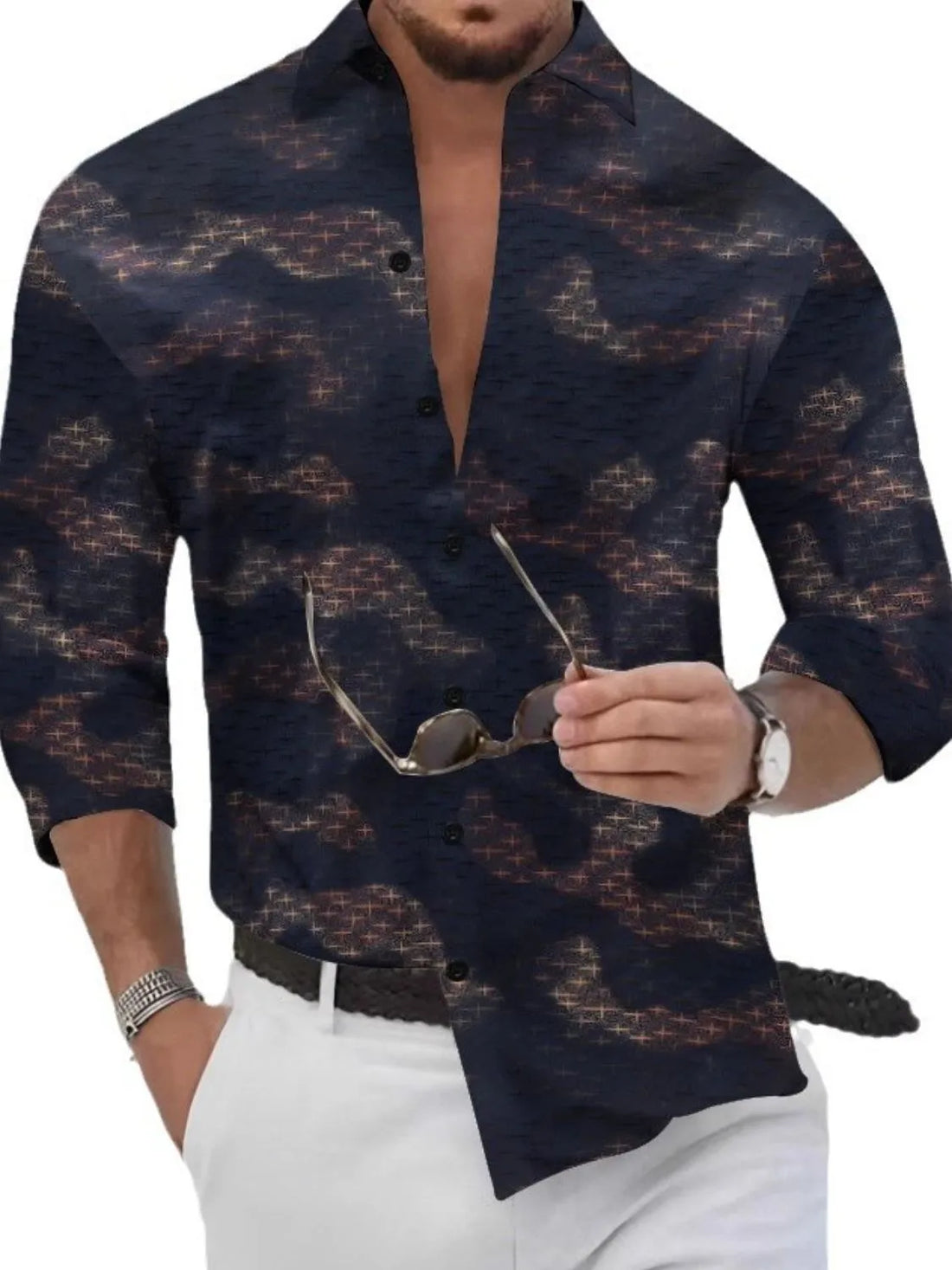 Men's Full Size Collared Neck Long Sleeve Shirt Plus Size