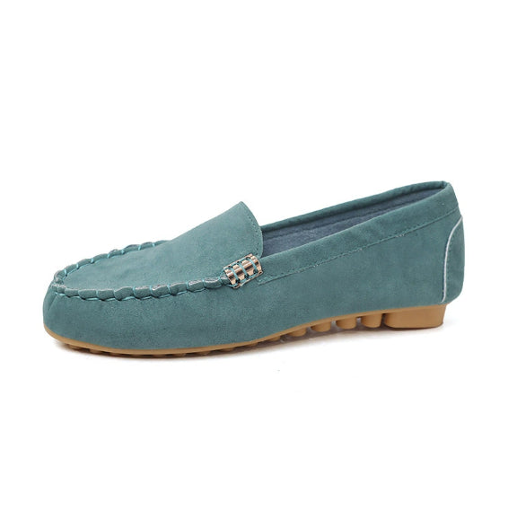 Women's Round-Toe Slip-On Flats | PU Leather Casual Pea Shoes