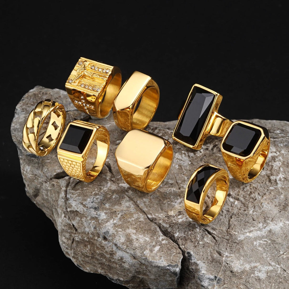 Glass Rhinestone Men's Ring
