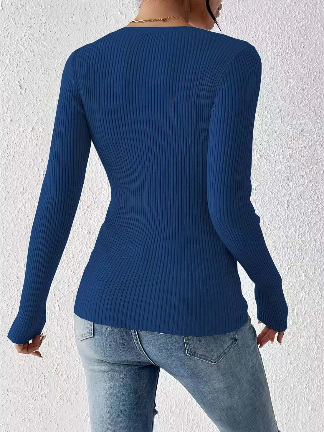 Ribbed Knit Button Front Knit Top