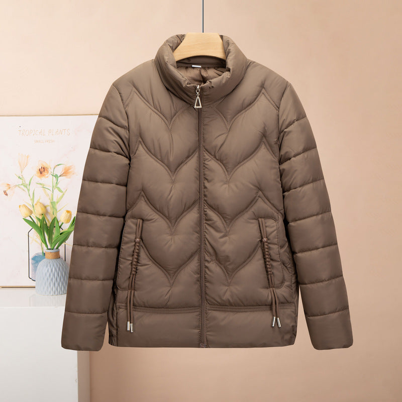 Fashion Stand Collar Pure Color Cotton Clothing Women