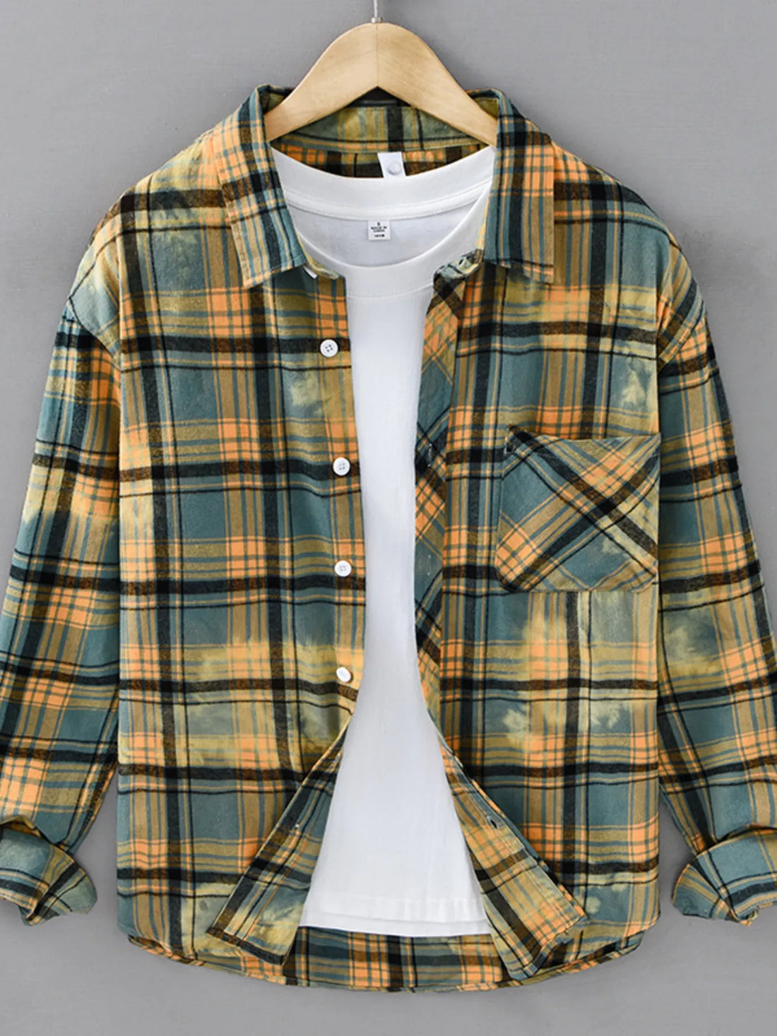 Men's Plus Size Plaid Casual Long Sleeve Shirt