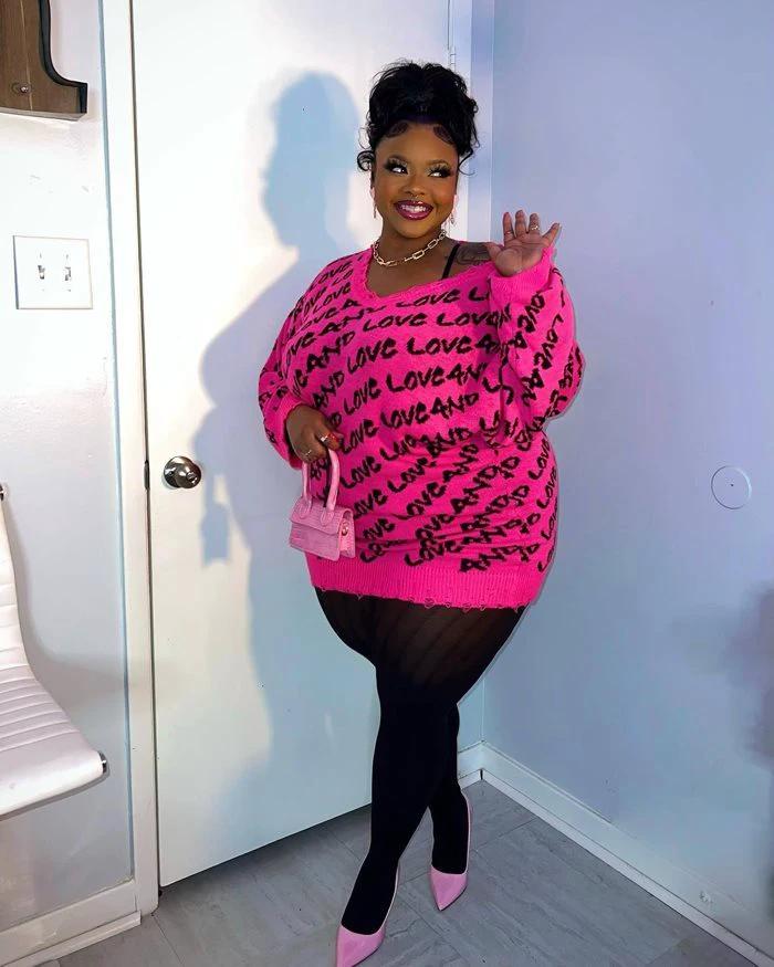 Autumn Winter Women Plus Size Sweater Blouse