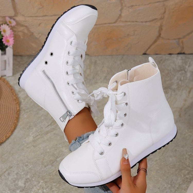 Womens Stylish Side-zip Flat Ankle Boots See size chart under “more details”