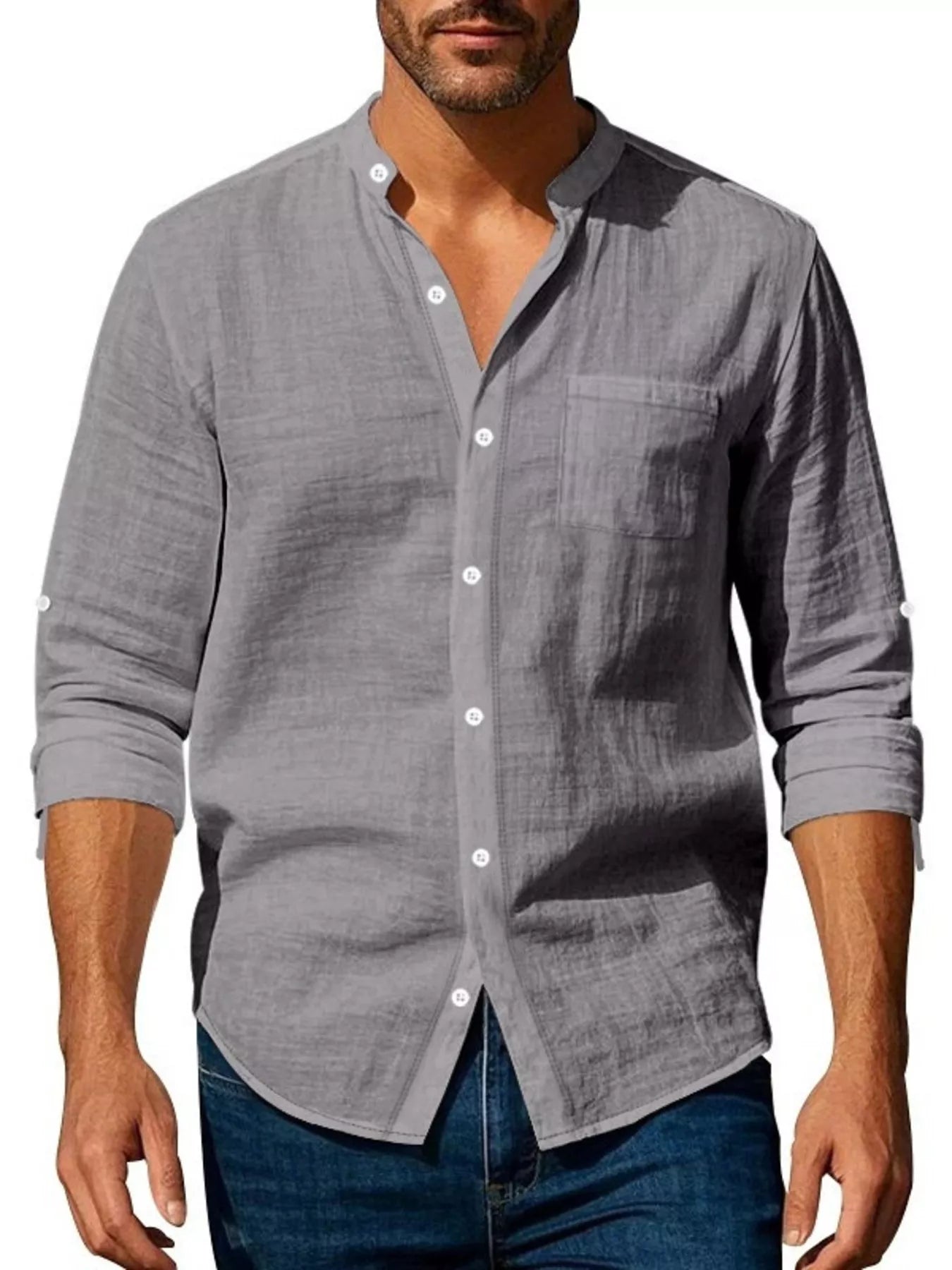 Men's Full Size Button Up Long Sleeve Shirt Plus Size