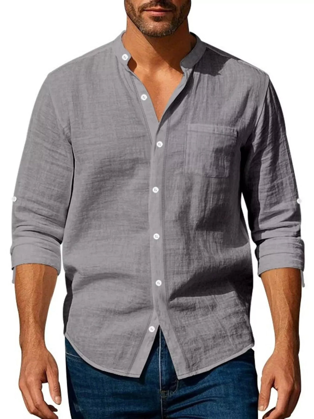 Men's Full Size Button Up Long Sleeve Shirt Plus Size