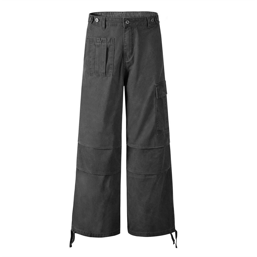 Men’s Workwear Straight Leg Pleated Drawstring Loose Casual Pants