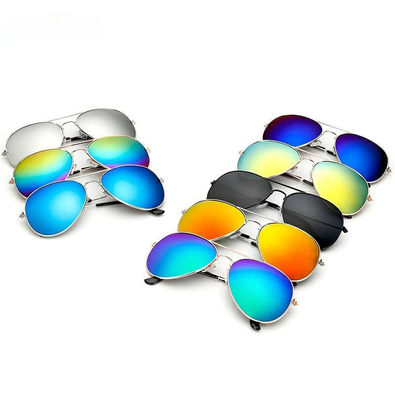 Unisex Aviator Reflective Colorful Sunglasses Classic Pilot Style