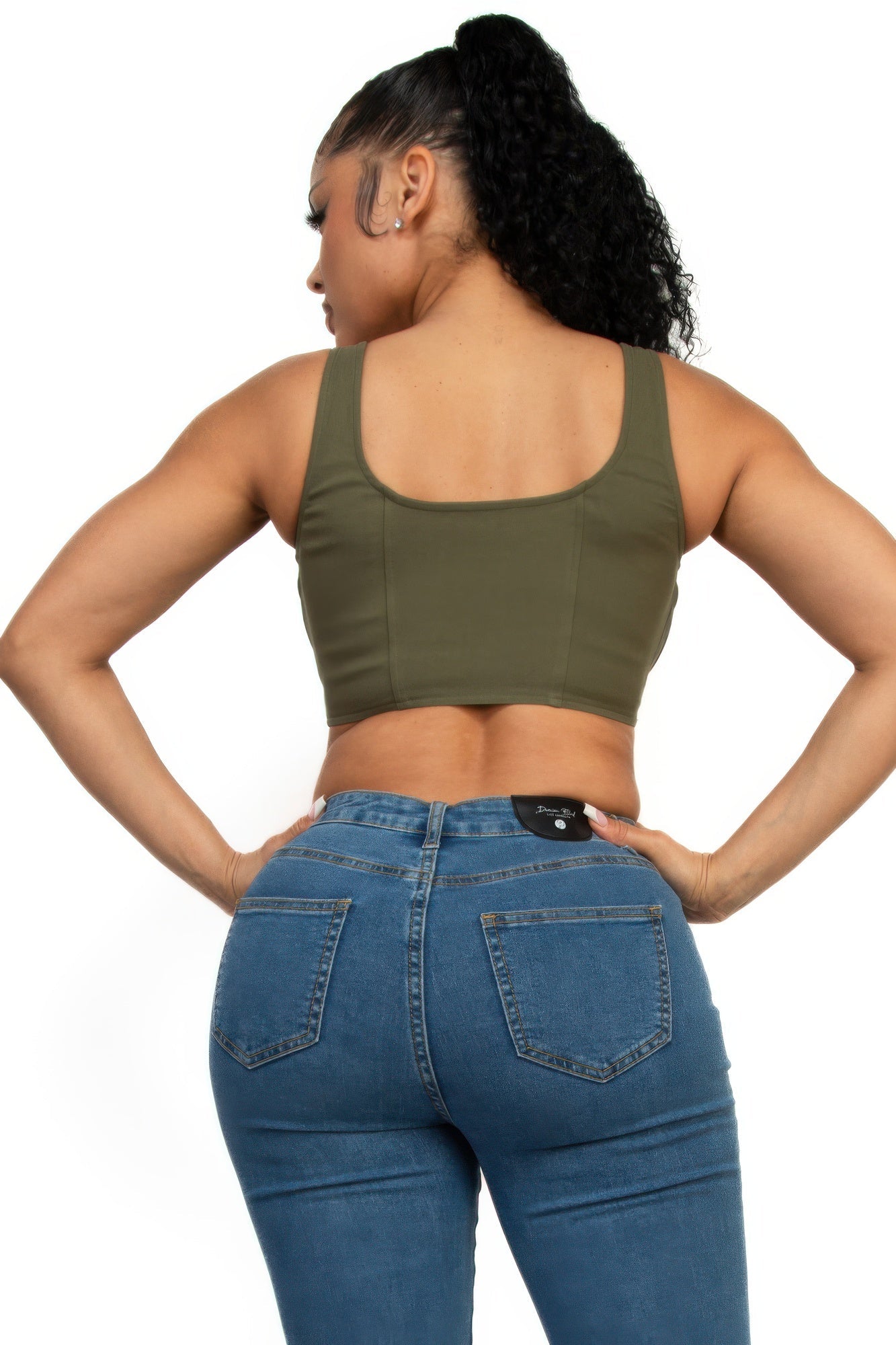 Women's Zip-up square neck crop top