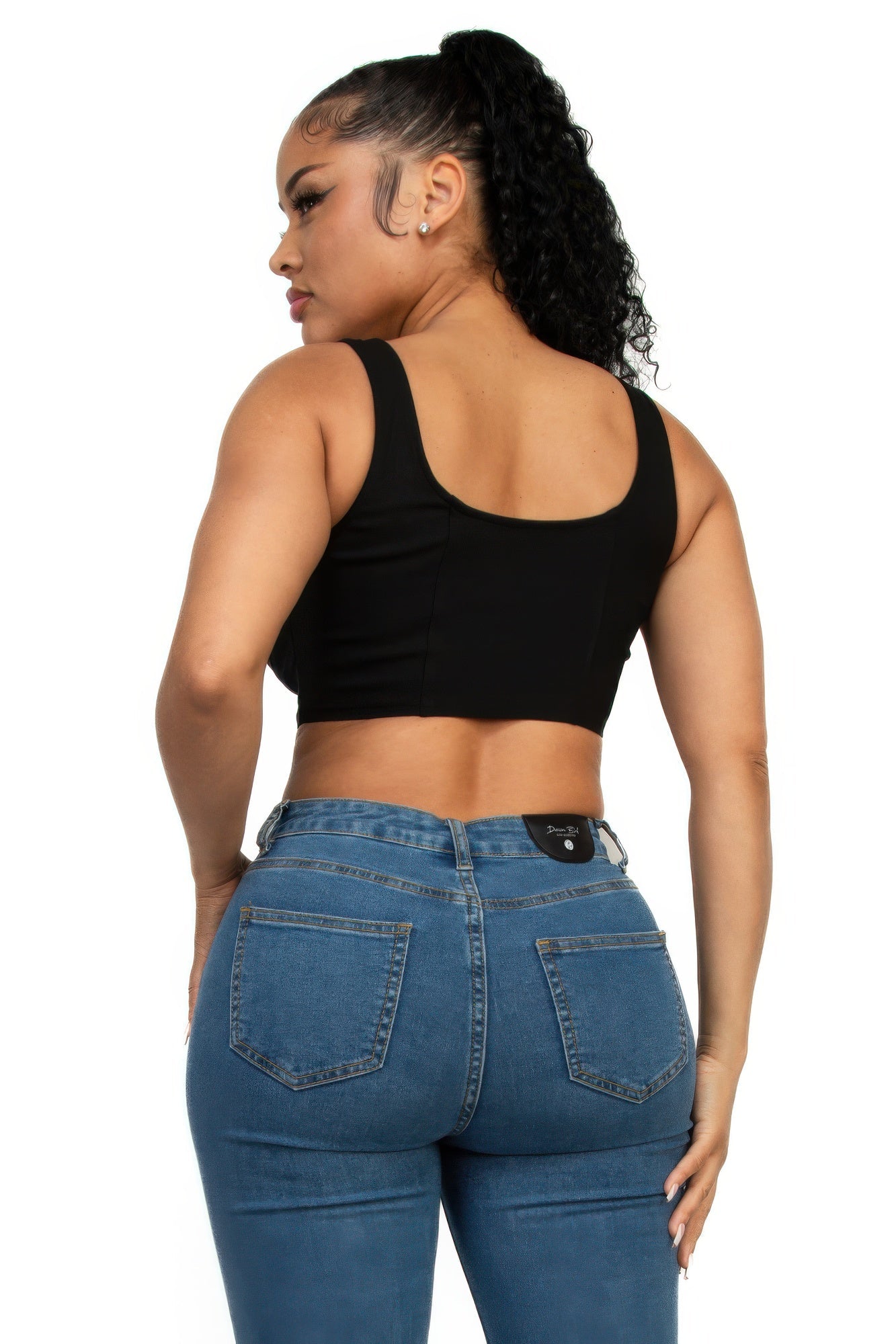 Women's Zip-up square neck crop top