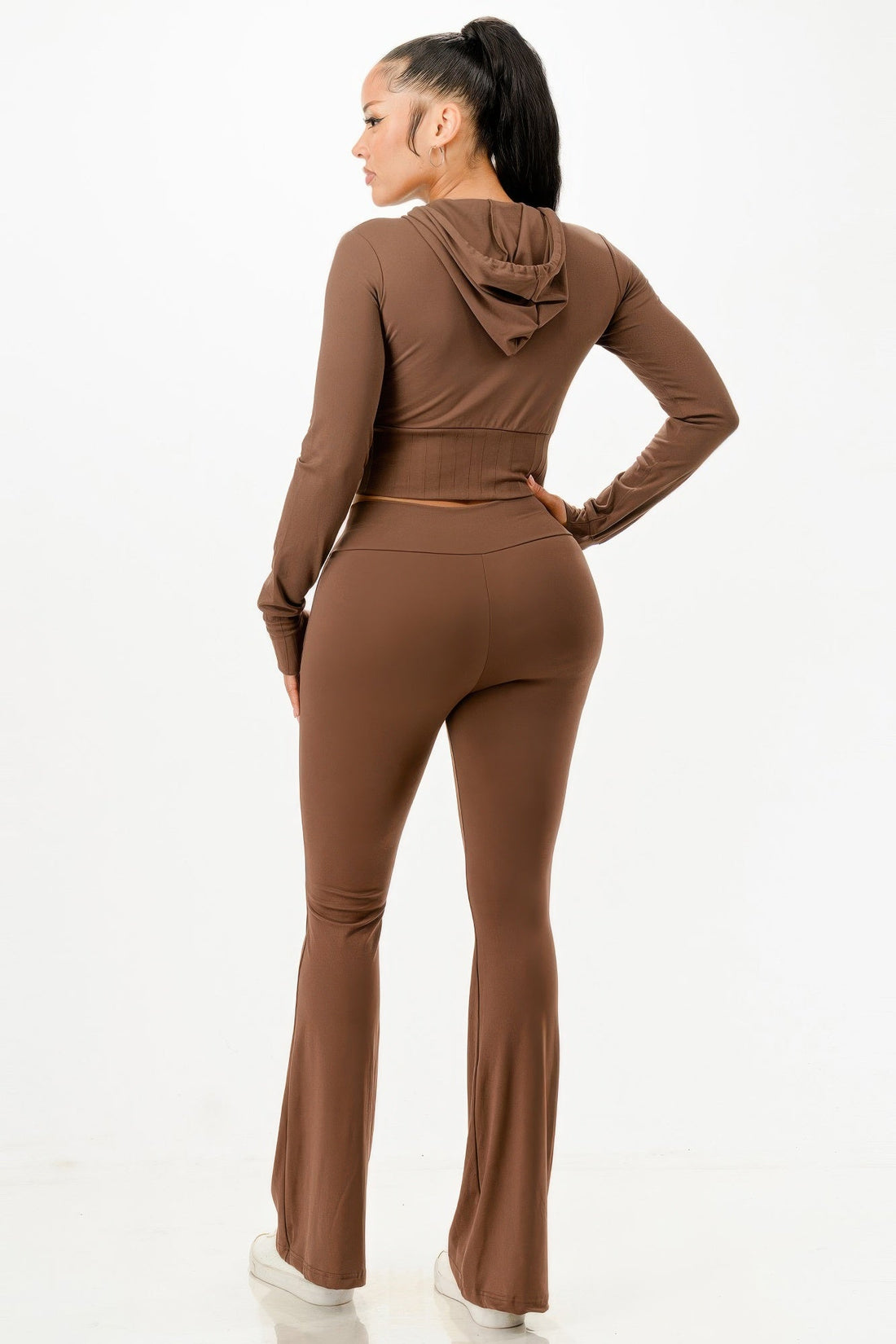 Butter Soft Crop Hoodie And Flare Pants Set