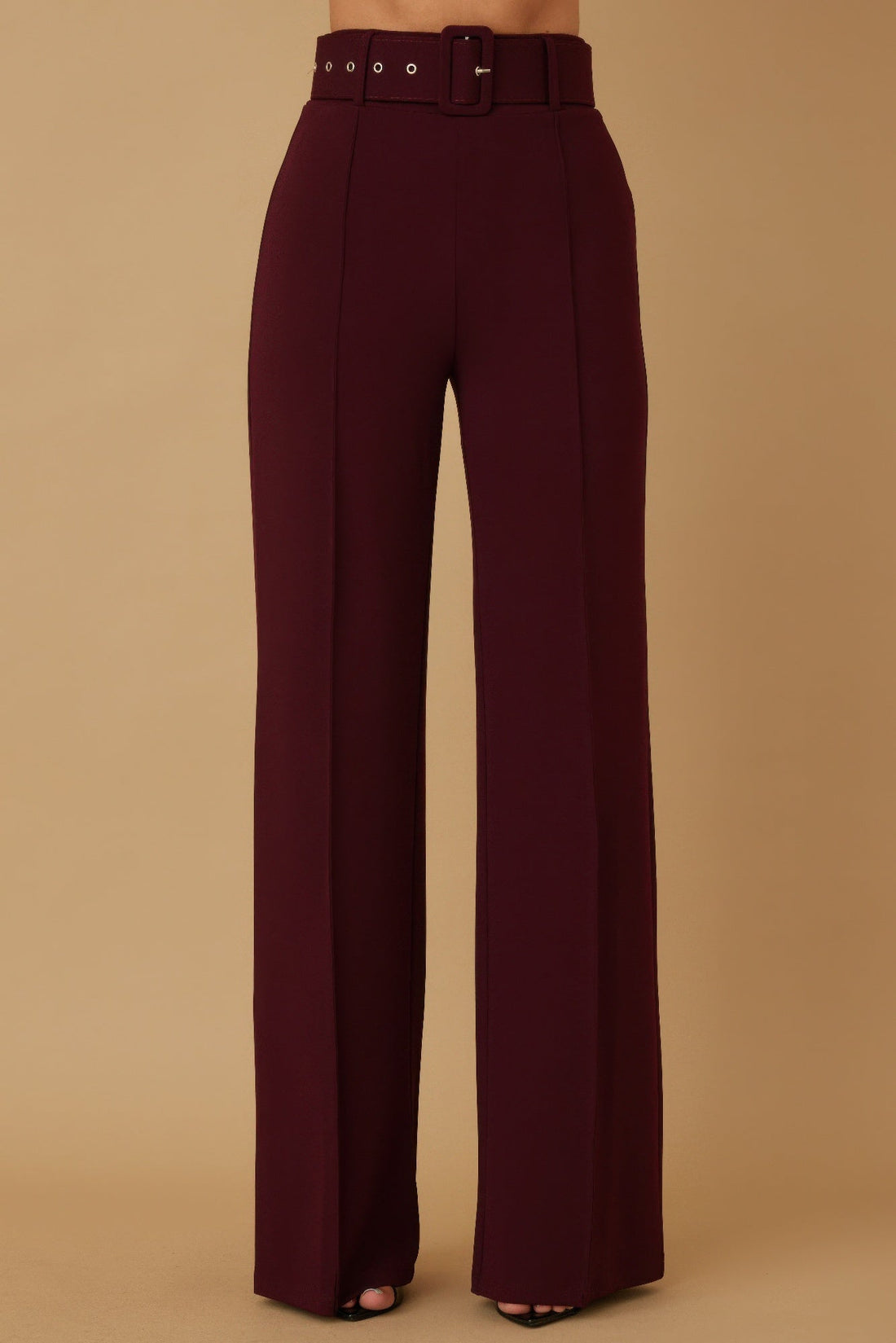 High Waist Pants With Buckle Belt