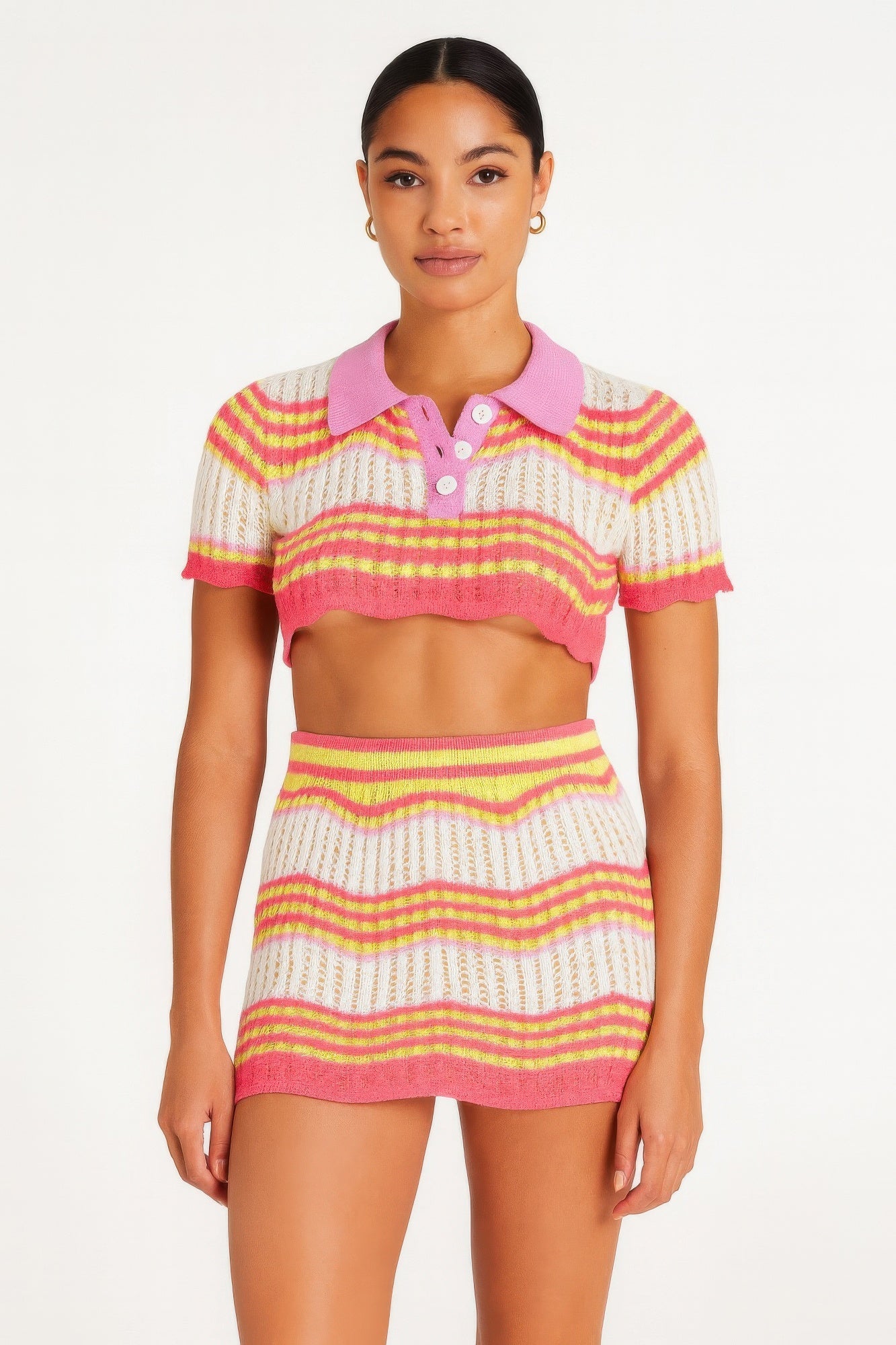 Women's Zig Zag Crochet Two Piece Set