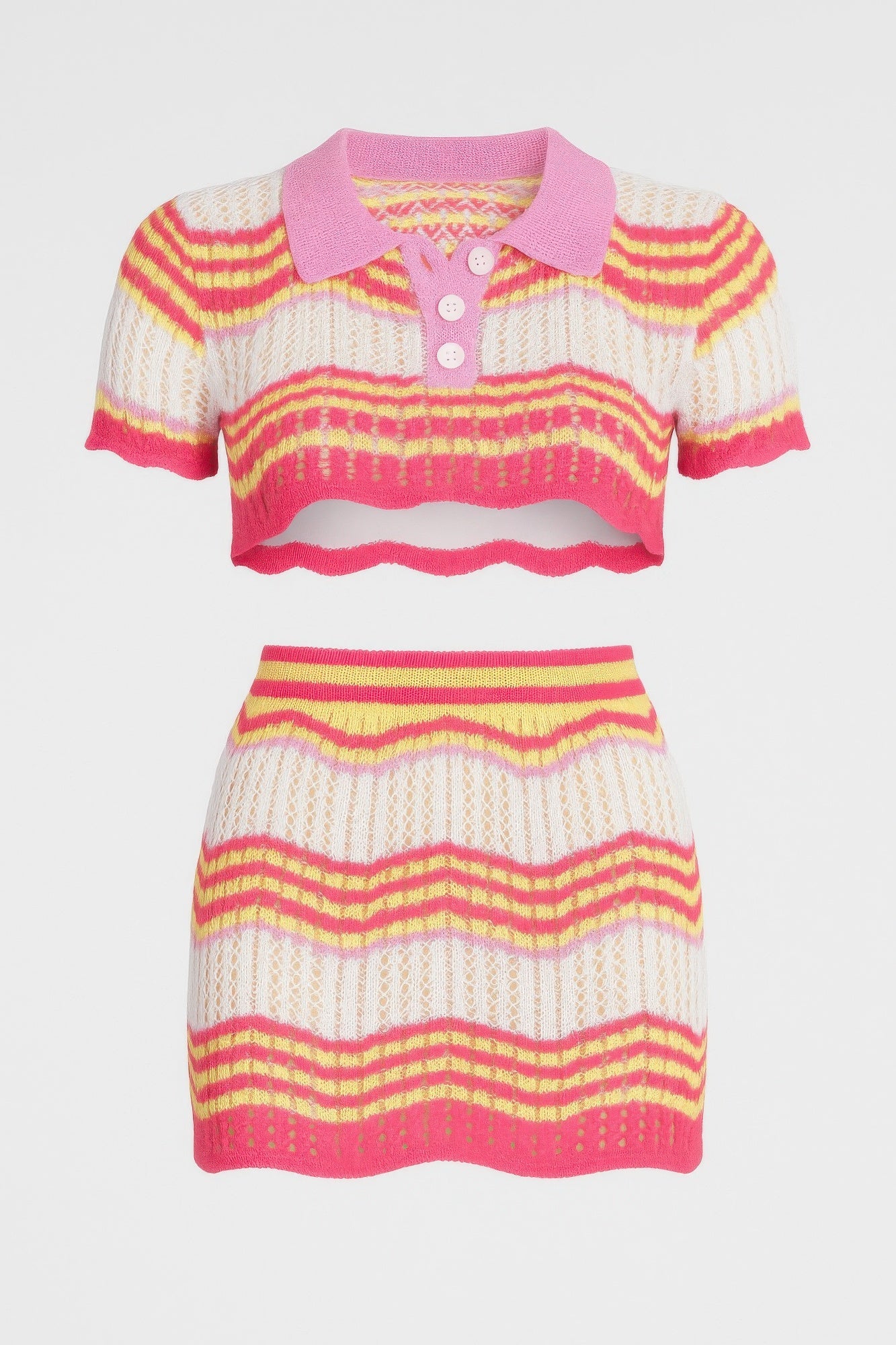 Women's Zig Zag Crochet Two Piece Set
