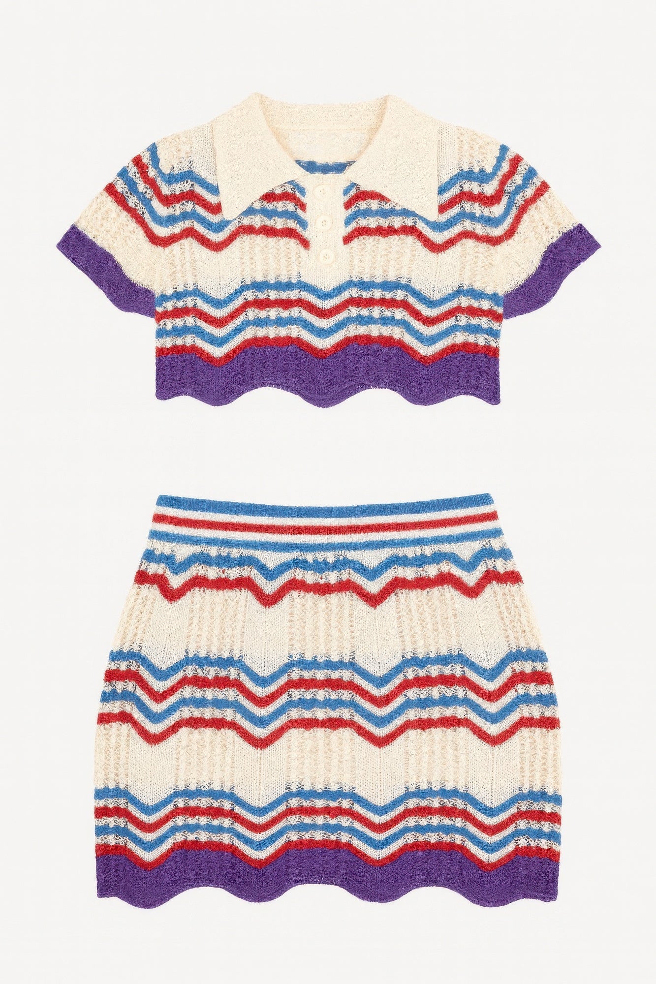 Women's Zig Zag Crochet Two Piece Set