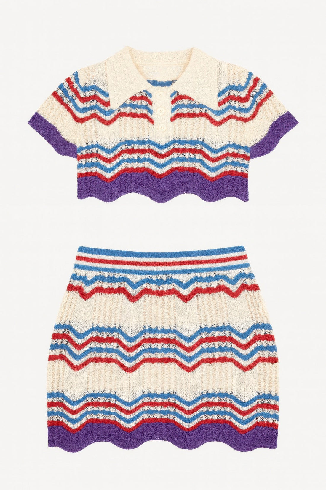 Women's Zig Zag Crochet Two Piece Set