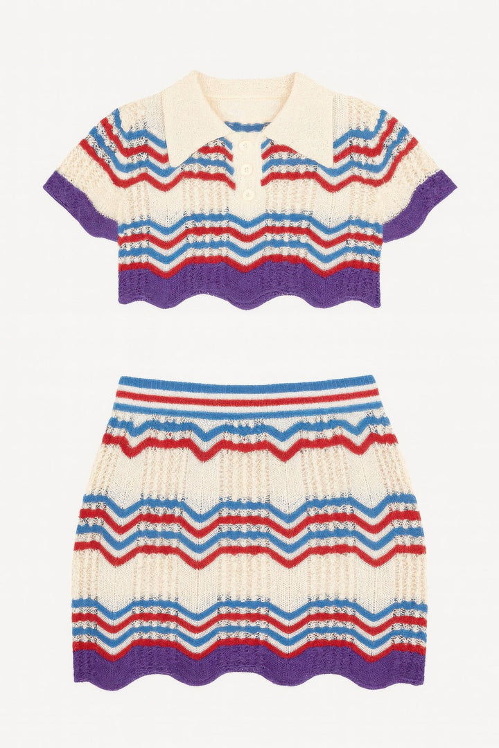 Women's Zig Zag Crochet Two Piece Set