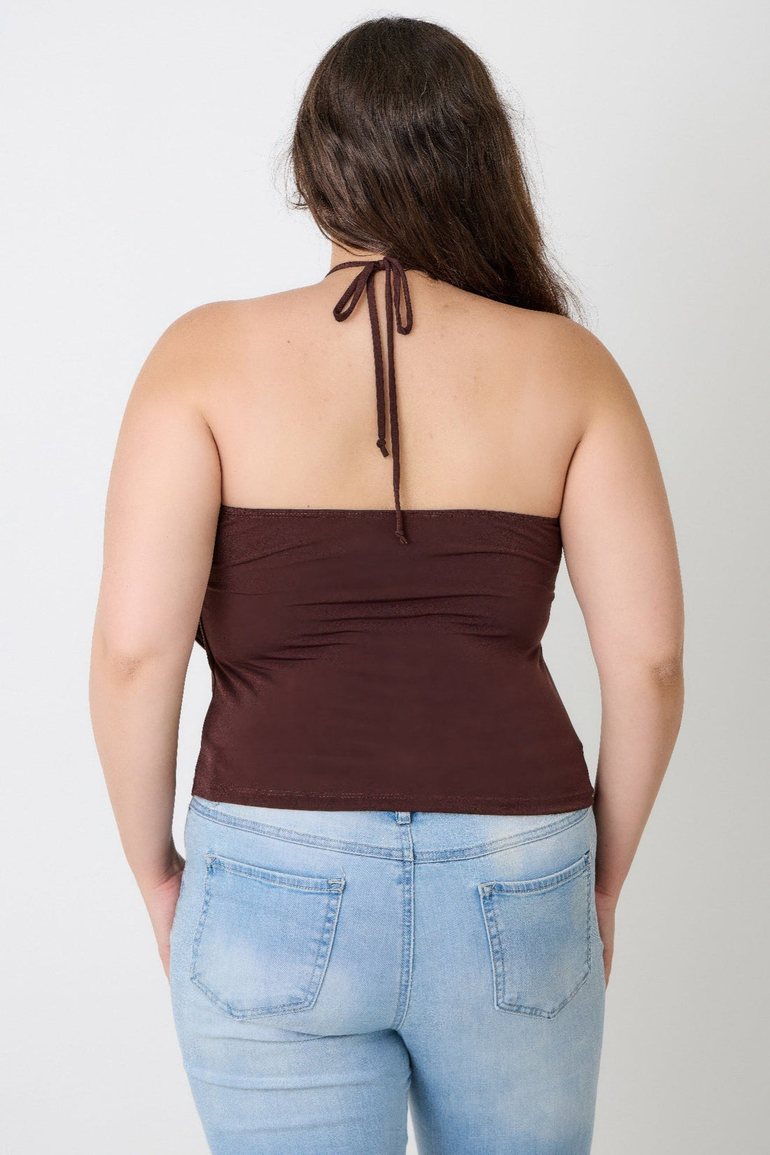 Plus Size Halter Cowl Neck Draped Top