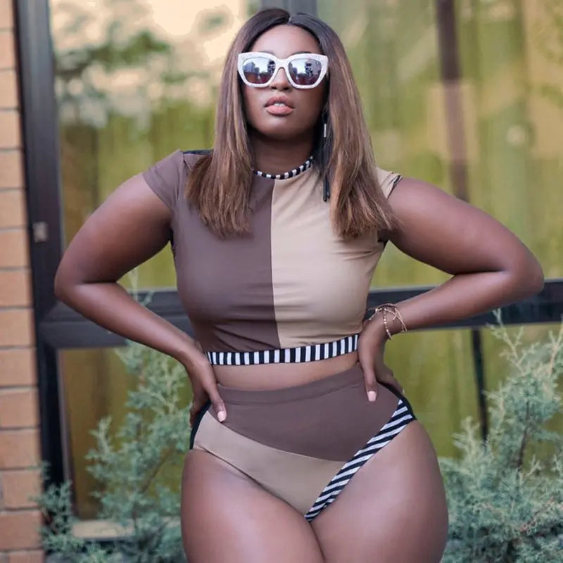 Plus Size Women's High Waisted Bikini Swimwear