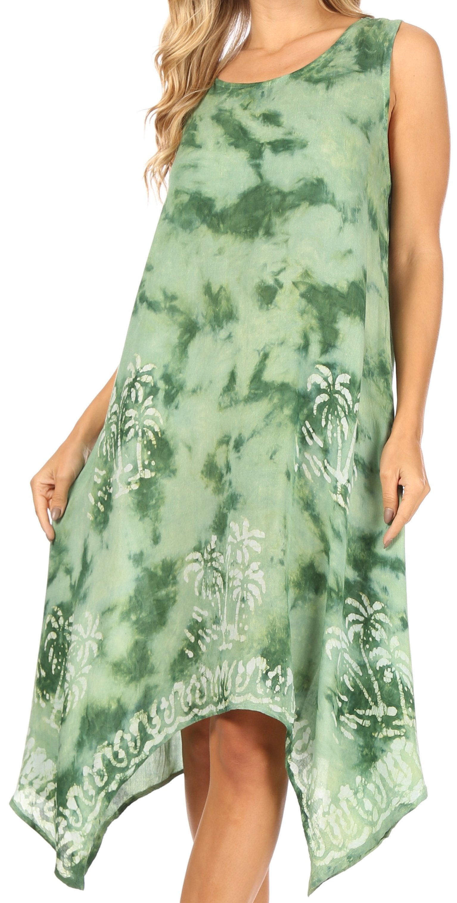 Sakkas Tinna Women's Casual Sleeveless Tank Flare Midi Boho Print Dress Cover-up
