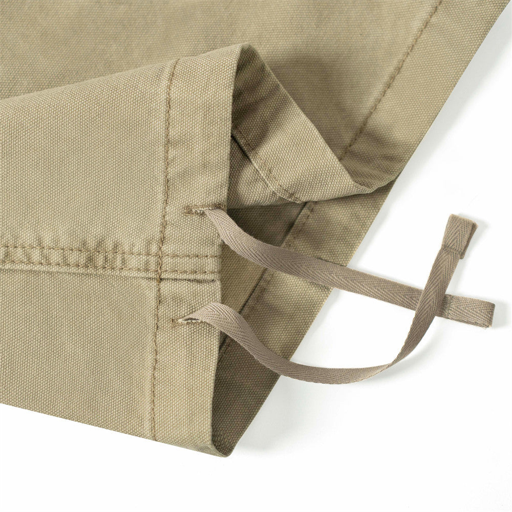 Men’s Workwear Straight Leg Pleated Drawstring Loose Casual Pants