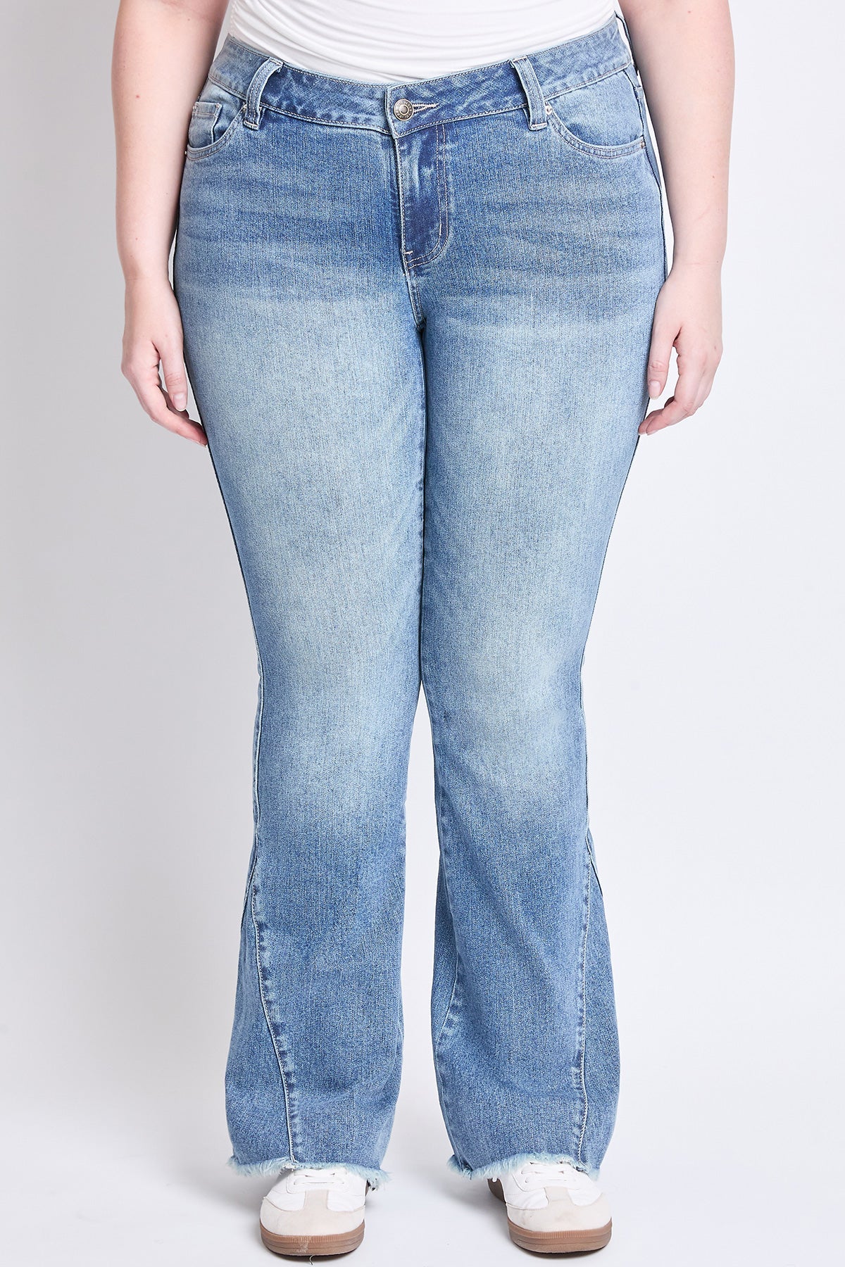 Women's Plus Low Rise Frayed Hem Flare Jeans