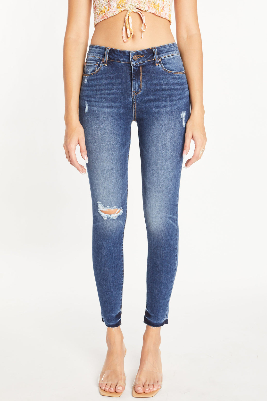 Mid Rise 5 Pocket Ankle Skinny Jeans