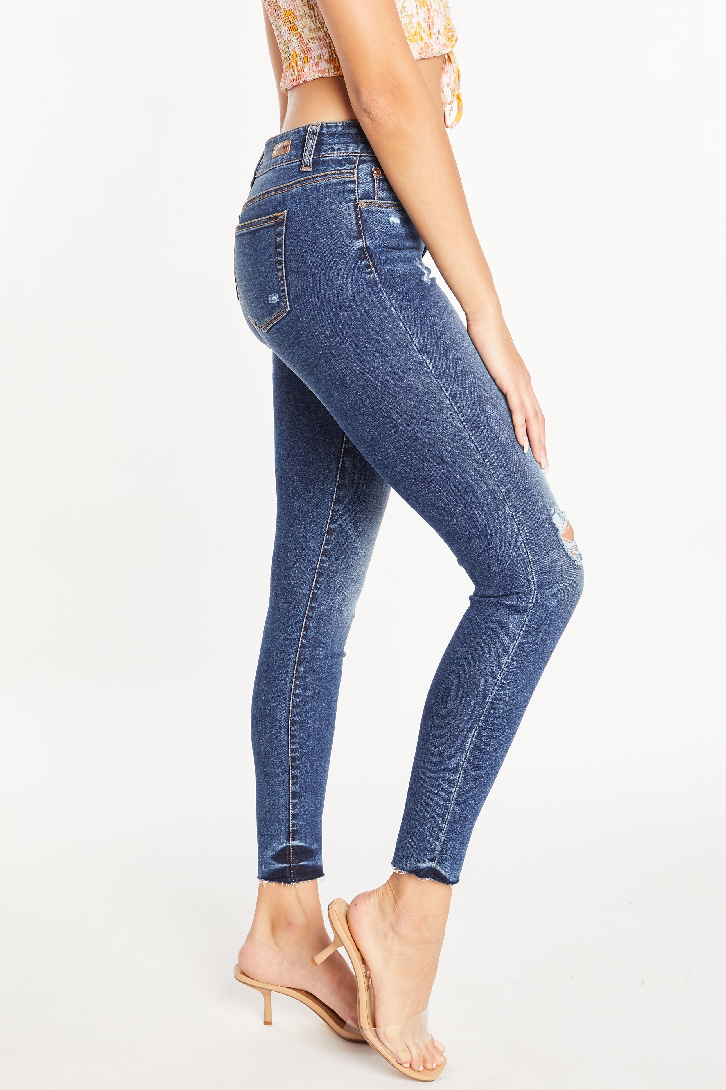Mid Rise 5 Pocket Ankle Skinny Jeans