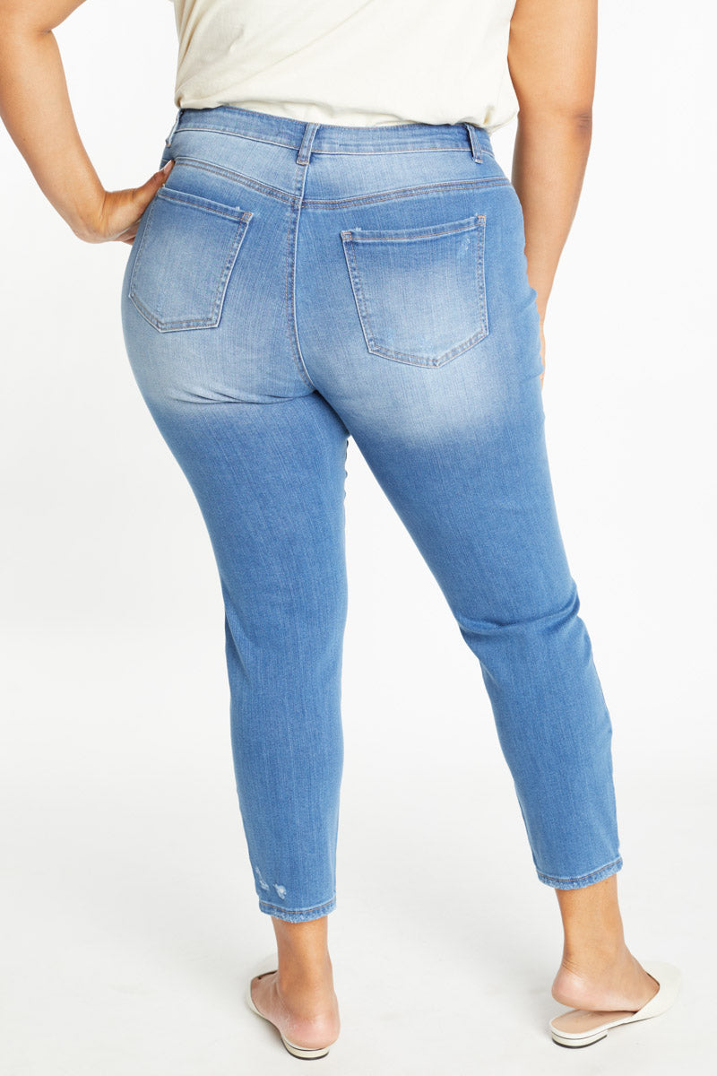 High Rise Destructed Ankle Skinny