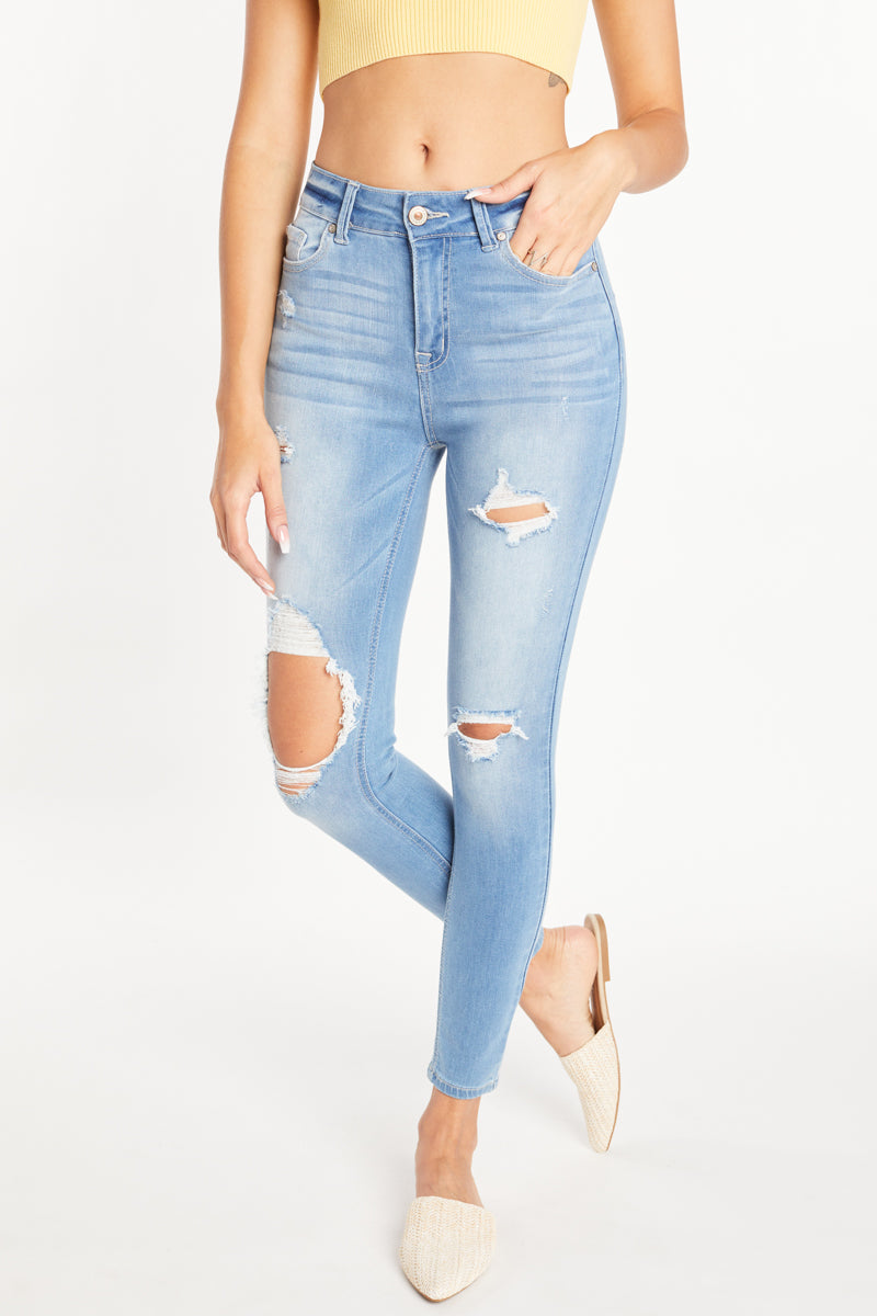 High-rise 5-pocket ankle skinny jeans