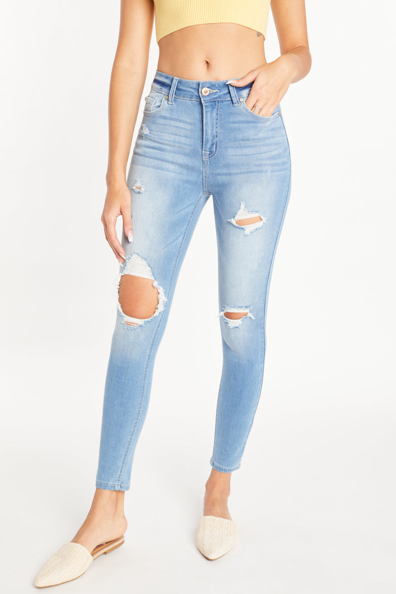 High-rise 5-pocket ankle skinny jeans