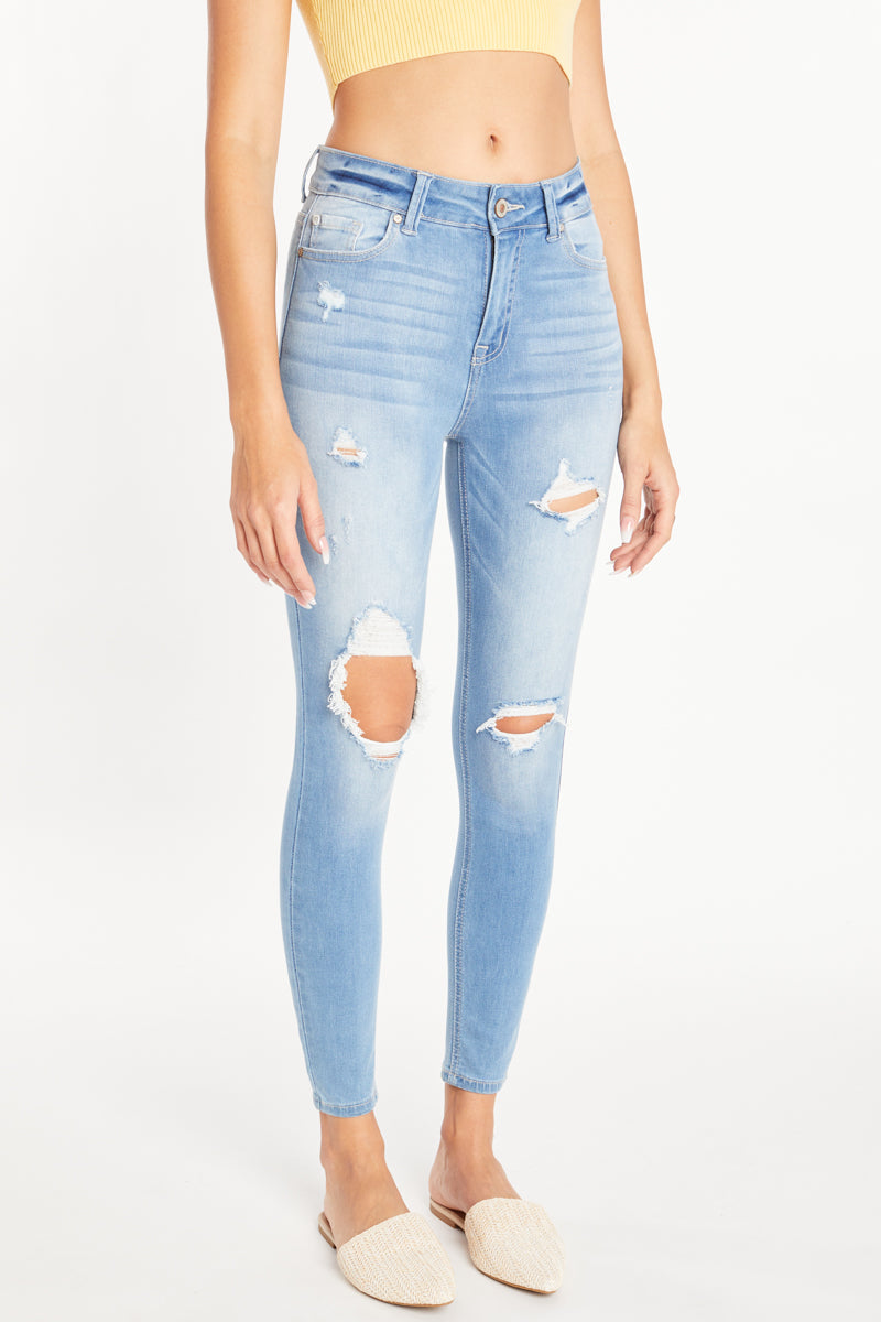 High-rise 5-pocket ankle skinny jeans